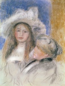 Berthe Morisot (1841-95) ve kızı Julie Manet (1878-1966) (kağıt üzerinde pastel)